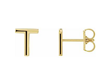 14k Gold Single Initial Earring - KAIT TYLER 