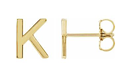 14k Gold Single Initial Earring - KAIT TYLER 