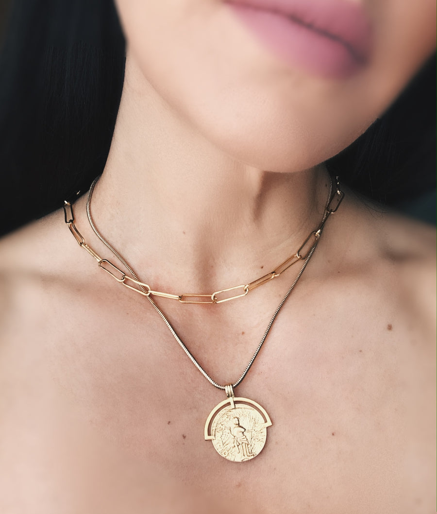 Coin Pendant + Mini Snake Chain - KAIT TYLER 